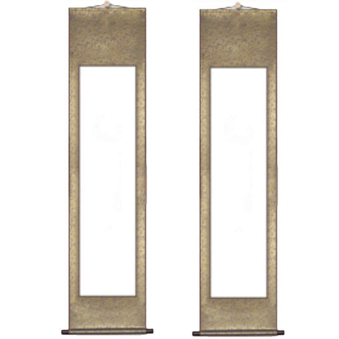 【送料無料】A'sTool 掛け軸 書道半紙 日本画 書道 絵巻物 水墨画 花柄 2本セット 色：ゴールド