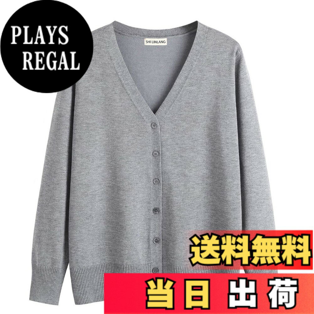 Cardigans, Boleros - 【送料無料】[JHIJSC] カーディガン レディース ニット オフィス 秋 カジュアル ビジネス 無地 おしゃれ 大きいサイズ 色：グレー、サイズ：2XL