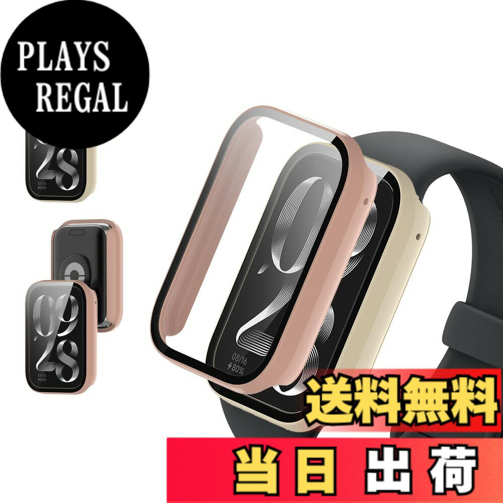 [무료 배송] [2 장 세트] For Xiaomi Smart Band 9 Active 용 케이스 커버 [KONXISA] 스마트 워치 케이스 + 필름 일체형 (PC 케이스 + 강화 유리프) 착탈 간단 고투과율 찰과상 방지 충격 흡수 장착 충전 가능 전면 보호 (화이트 & 핑크) 색상 : 화이트 & 핑크