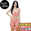 【送料無料】 水着 レディース ビキニ キャミソール風 フリルヘム レースアップ ショートパンツ 3点セット hys2995 色:ピンク、サイズ:L