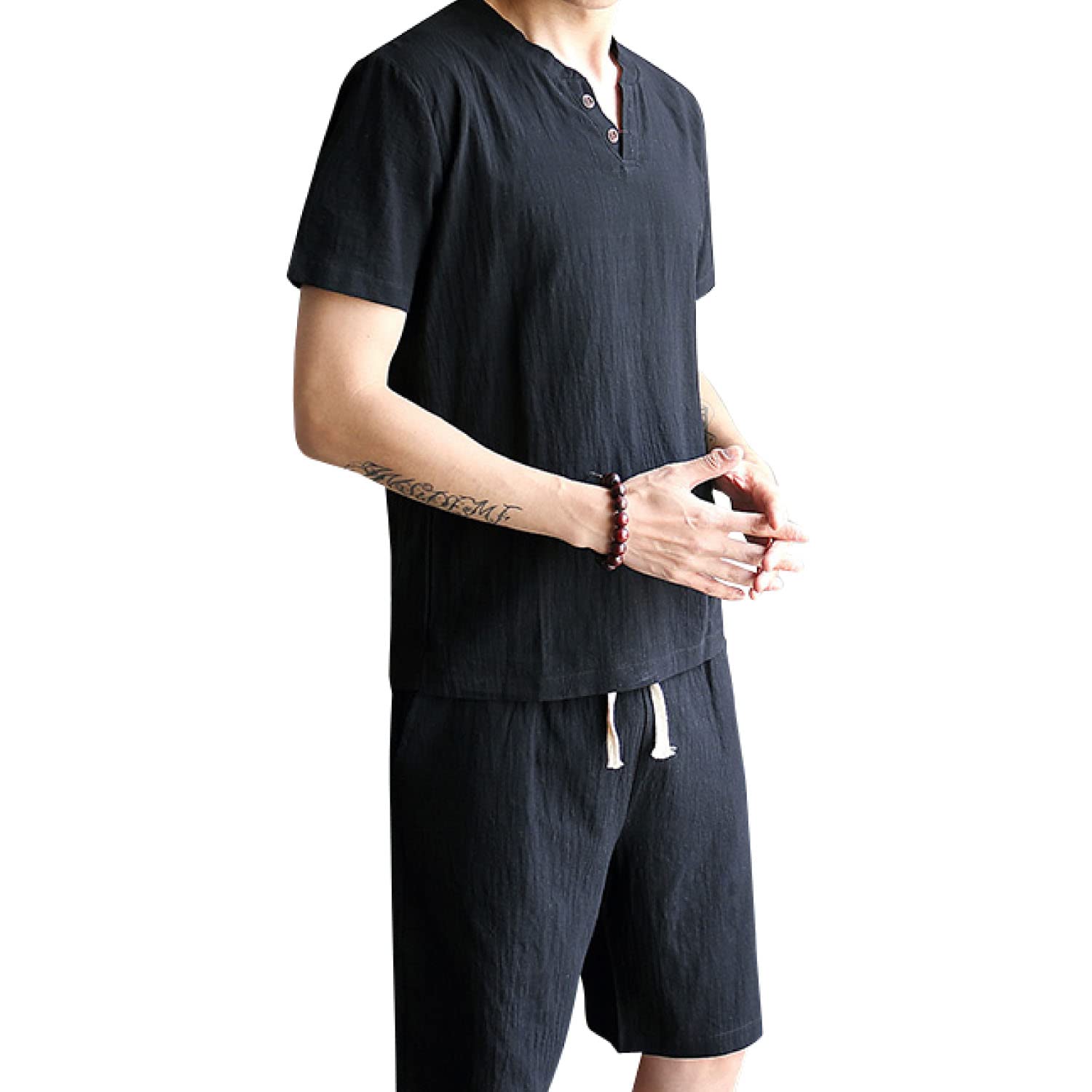 【送料無料】 ［サンカク］メンズ ルームウェア パジャマ セットアップ Tシャツ 部屋着 Vネック スポー..