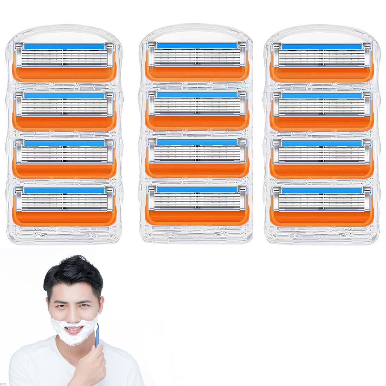 【送料無料】ジレット対応 フュージョン 替刃 5枚刃 髭剃り ひげそり マニュアル カミソリ 替刃 互換品 色：12個入り