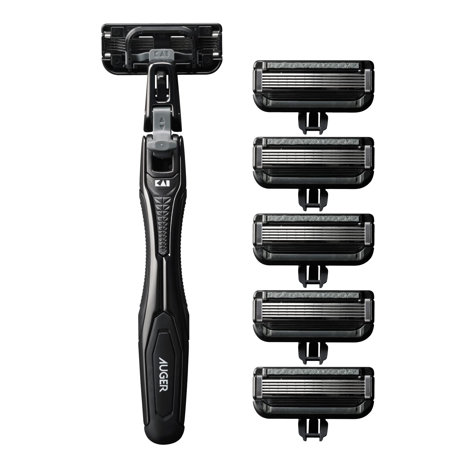 【送料無料】貝印 AUGER オーガー カミソリ セット 替刃 シェービングジェル 剃刀 T字 髭剃り 5枚刃 色..