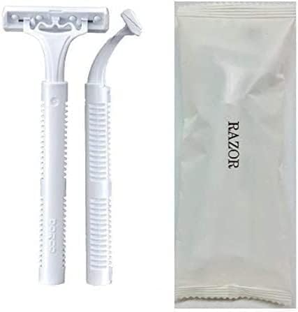 【送料無料】業務用使い捨てカミソリ（RA二枚刃）T字カミソリ T字シェーバー 髭剃り T字剃刀 ヒゲソリ 2枚刃 ホテルアメニティ RAZOR 色：ホワイト