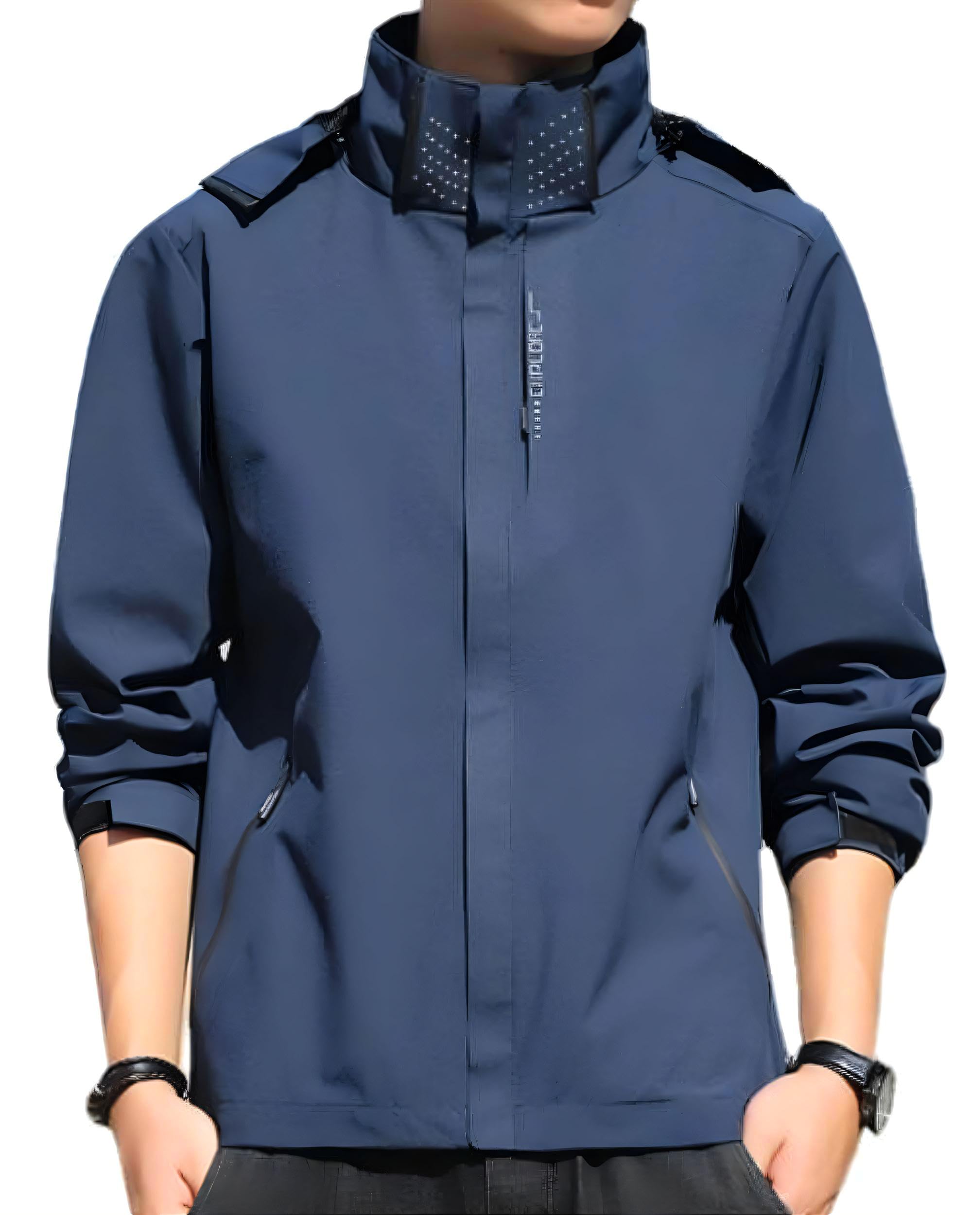 【送料無料】[ベンケ] 【軽くて、風を通さない】アウトドアジャケット メンズ マウンテンパーカー ウィンドブレーカー 登山 ウェア 通勤 通学 【防風x撥水】【耐水圧 2000mm】 色：ネイビー、サイズ：XL