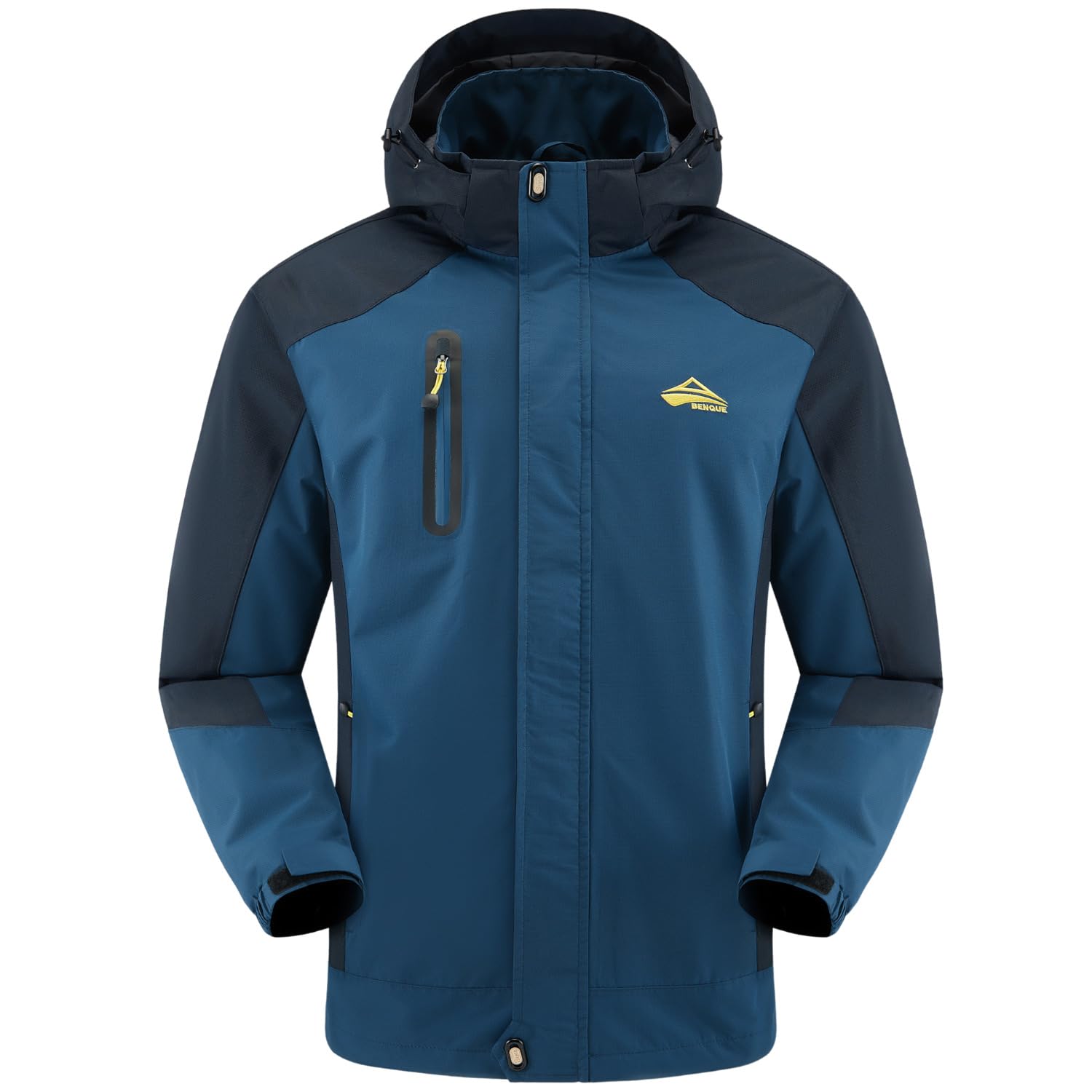 【送料無料】[ベンケ] 【雨風に強い】 アウトドアジャケット メンズ 登山ウェア 防水 登山服 【TPUラミネート採用】 マウンテンジャケット 防風 撥水 【耐水圧15,000mm＆透湿度10,000g/平米】 色：ネイビー、サイズ：M