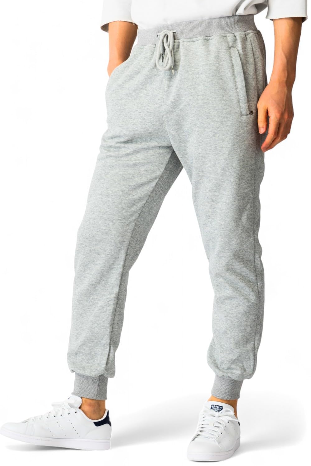 【送料無料】[ベンケ] 【快適な履き心地】 スウェットパンツ メンズ 綿 長ズボン スポーツ 春秋 ジョガーパンツ ルームパンツ カジュアル [ファスナー付きポケット] 色：ライトグレー、サイズ：2XL