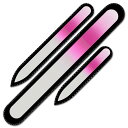 【送料無料】ベルベットのポーチ入りクリスタルネイルファイル3本セット、レインボーカラー、本物のチェコ製強化ガラス、チェコ共和国のハンドメイド製品 色:White Pink