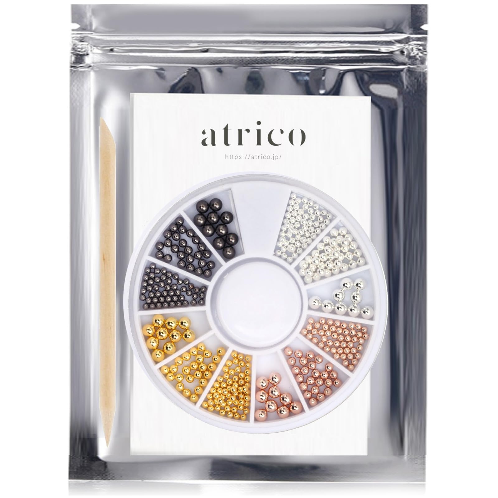 【送料無料】atrico（アトリコ）ブリオン 色：ゴールド＆シルバー＆ピンクゴールド＆メタルブラック 2.、サイズ：3mm、2mm、1.5mm