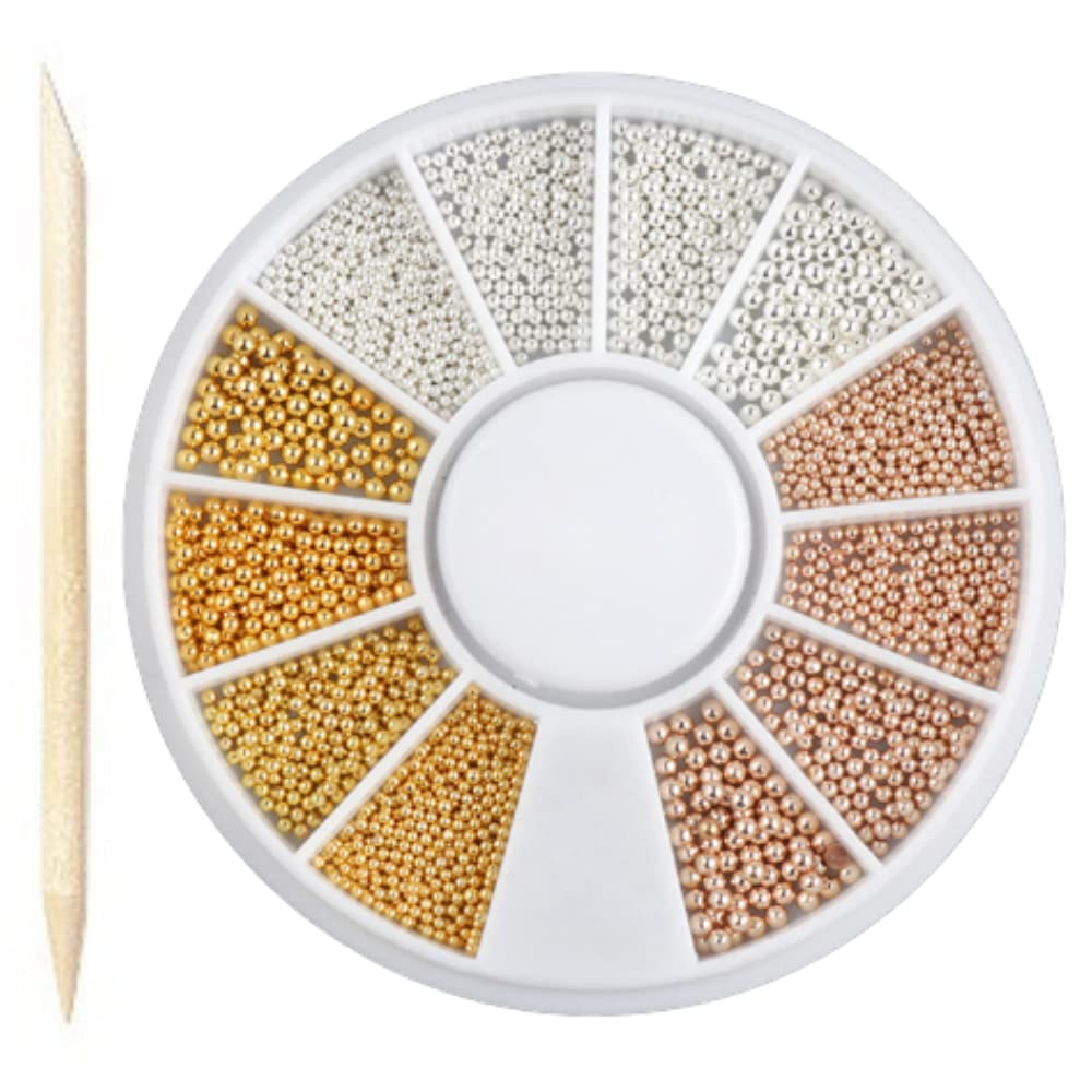 【送料無料】ブリオンパーツ ラウンドケース入り ウッドスティックセット 【Nail-riche/ネイルリシェ】 色：ブラック, ゴールド, ピンクゴールド, シルバー、サイズ：1.5mm, 1.2mm, 1.0mm, 0.8mm