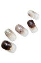 【送料無料】S&K NAIL ダーク チョコレート モカ & ホワイト チョコレート チップ ネイルシール 貼るだけ 硬化不要 硬化タイプ 硬化 シンプル 秋 冬 手 人気 8サイズ20枚入り 日本製 色:チョコレート、サイズ:20×10×2cm