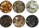 【送料無料】天然石 フレークセット (6色セット) ホログラム 埋め込み シャルム フレーク 鉱石 ナチュラル ゴールド シルバー メタリック チップ メタルカラー