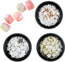 【送料無料】ネイルパーツ 花 3D 立体 セット ネイルパーツセット ネイルアート ネイルフラワー レジン ブリオン ゴールデンビーズ 白 花パーツ ジェルネイル ネイルデザイン レジンパーツ 3個セット 色:白、ゴールド、シルバー、ローズゴールド、サイズ:小