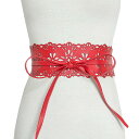 【送料無料】WHITE FANG(ホワイトファング) レザー ウエスト ベルト 花柄 おしゃれ 太い カジュアル ファッション レディース BT238 色:03:レッド、サイズ:サイズ