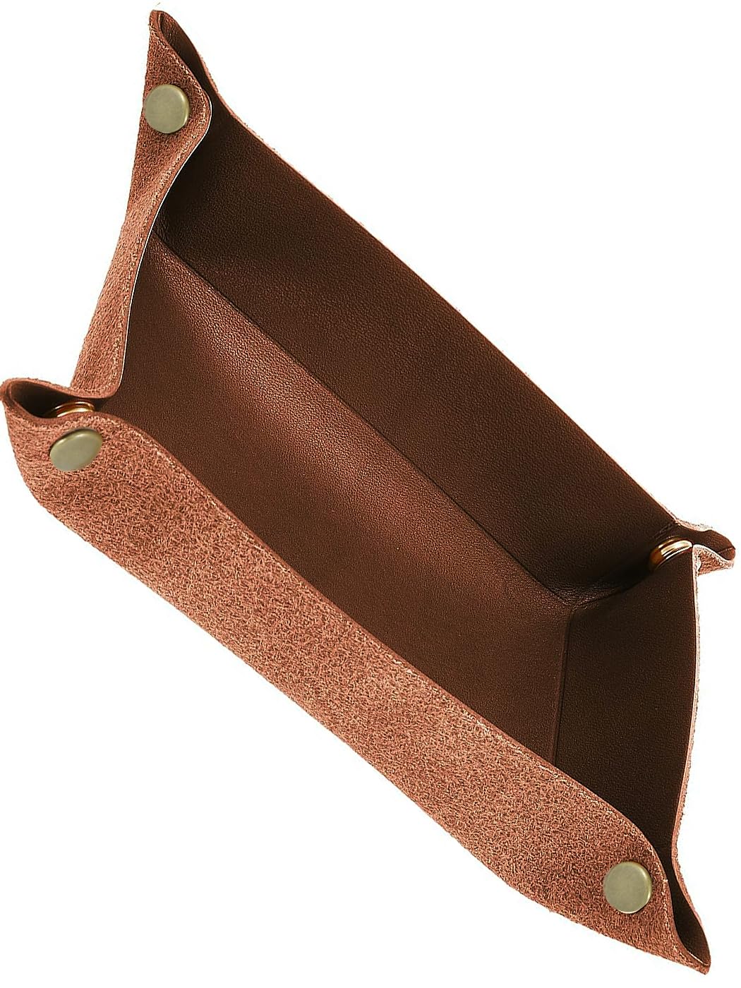 【送料無料】[BlissLeather] 安心の30日品質返品 [日本製の栃木レザー] 高級 本革 卓上マルチトレイ ジュエリートレイ 鍵置き 正方形 折り畳み式 色：チョコ M、サイズ：F