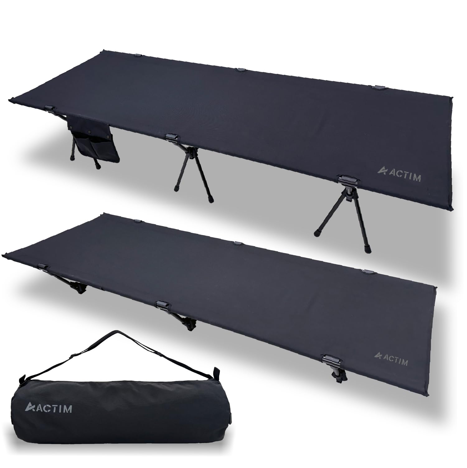 【送料無料】ACTIM キャンプコット 2WAY 【日本耐荷重試験合格】サポート生地 簡単設営 小物収納 軽量3..