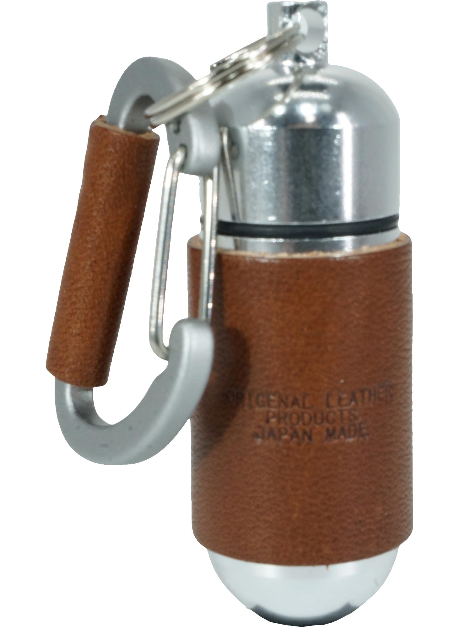 【送料無料】[BlissLeather] 安心の30日品質返品 [日本製の栃木レザー] 高級 ピルケース 携帯灰皿 カナビラ付き 遺骨遺髪ケース 筒型 携帯用 MADE IN JAPAN 色：チョコ、サイズ：F