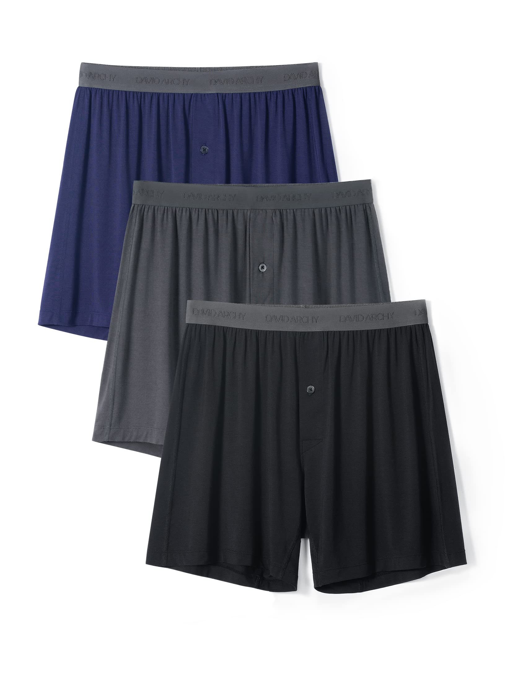 【送料無料】[DAVID ARCHY] トランクス メンズ 下着 竹繊維 前開き ボタン付き 通気性 吸汗 涼しさ パンツ 抗菌防臭 大きいサイズ ニットトランクス 3枚セット 5枚セット DAMNKR22001 色：マルチカラー、サイズ：M