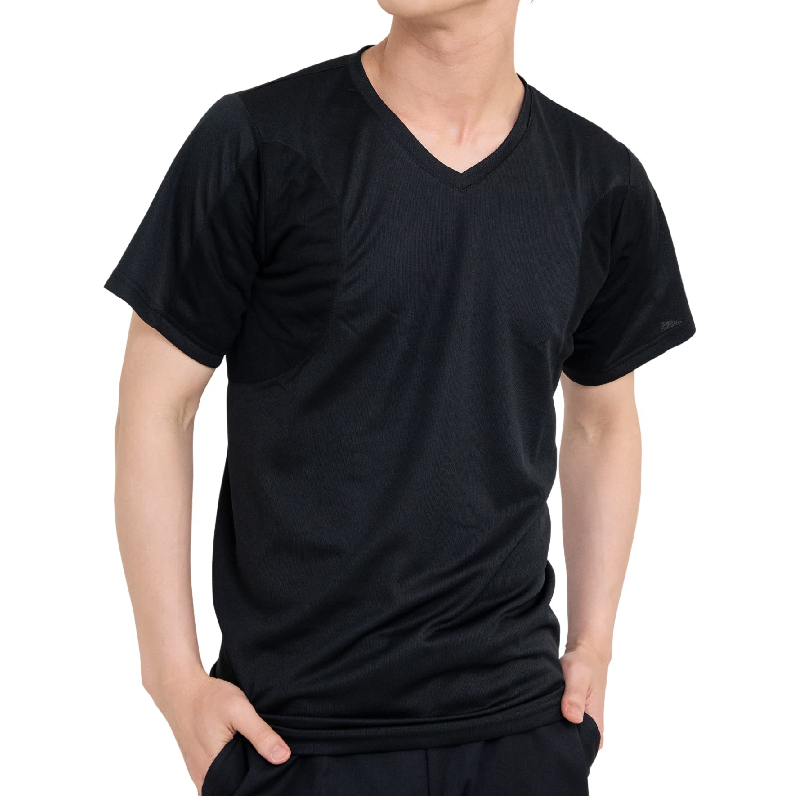 【送料無料】[キュライン] 脇汗 インナー メンズ 脇汗パッド メンズ わきあせパット メンズ 汗取りインナー メッシュ [リニューアル] 大汗さん メンズ 汗脇パッドインナー 色：ブラック、サイズ：M