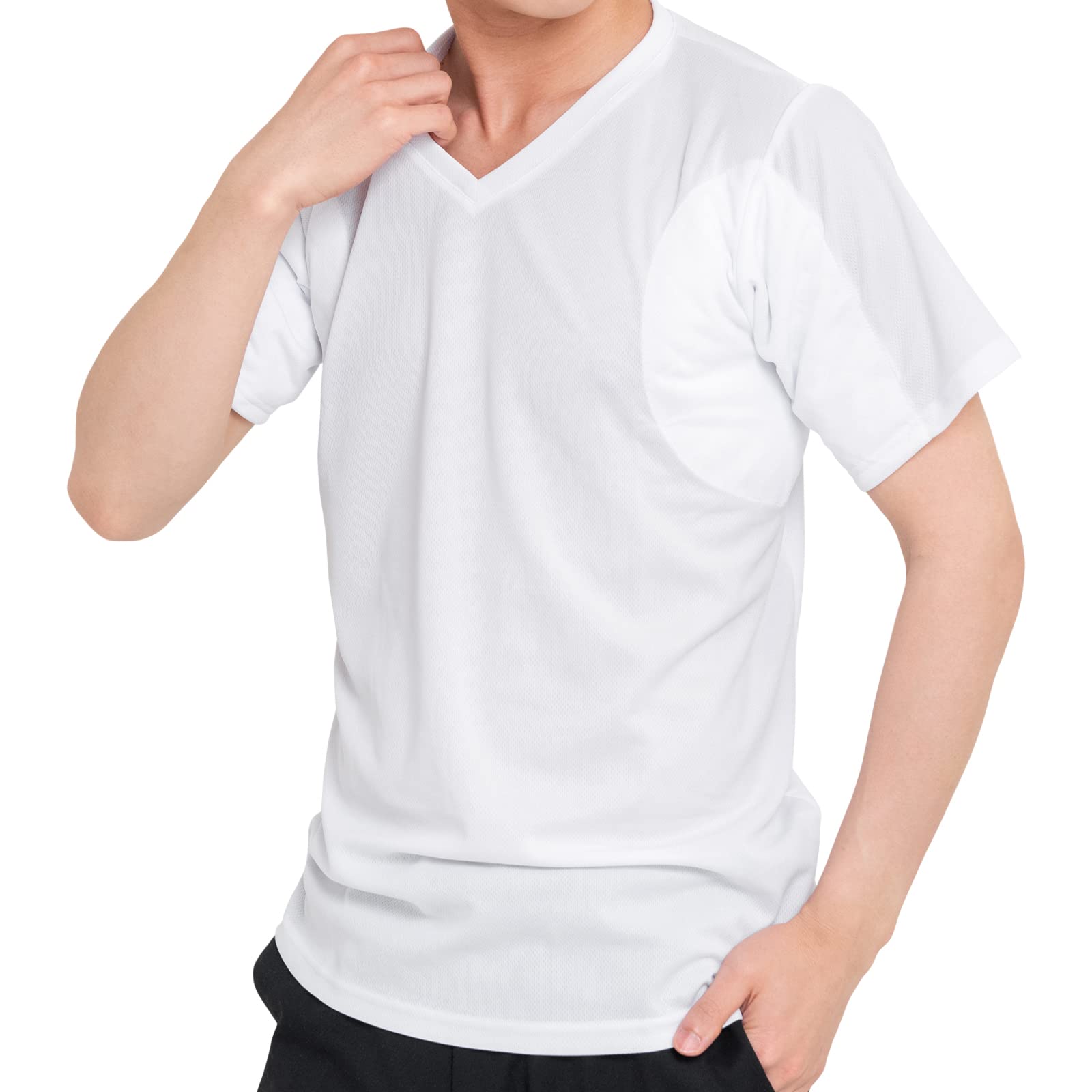 【送料無料】[キュライン] 脇汗 インナー メンズ 脇汗パッド メンズ わきあせパット メンズ 汗取りインナー メッシュ [リニューアル] 大汗さん メンズ 汗脇パッドインナー 色：ホワイト、サイズ：S