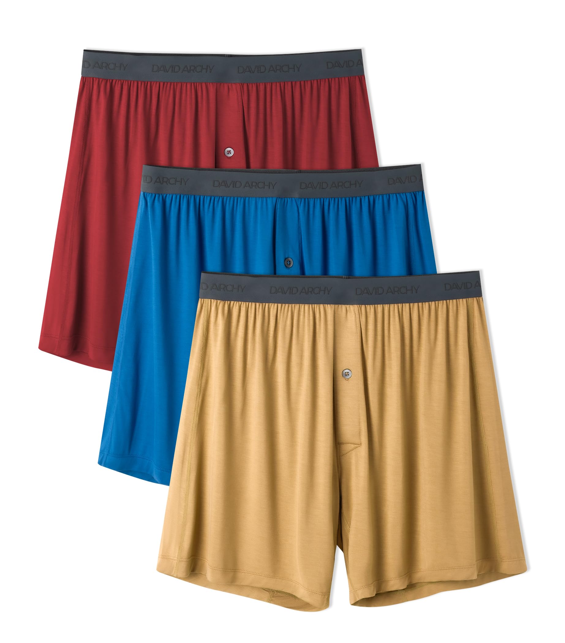 【送料無料】[DAVID ARCHY] トランクス メンズ 下着 竹繊維 前開き ボタン付き 通気性 吸汗 涼しさ パ..