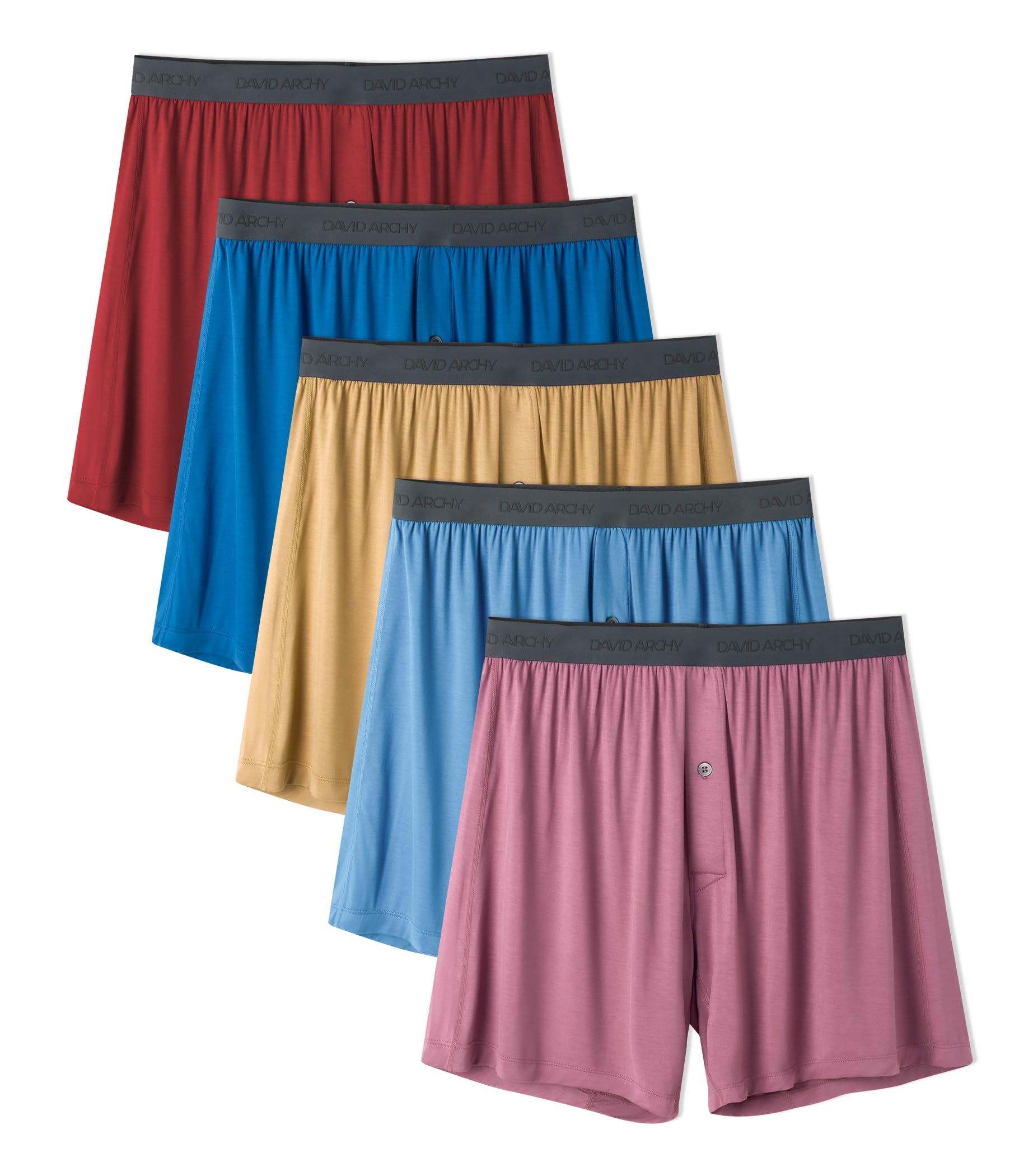 【送料無料】[DAVID ARCHY] トランクス メンズ 下着 竹繊維 前開き ボタン付き 通気性 吸汗 涼しさ パ..