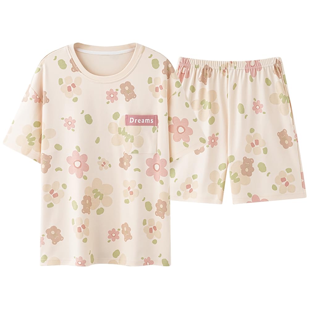 【送料無料】[IDOHEMO] パジャマ レディース ルームウエア 女子 寝間着 部屋着 ゆったり 綿100％ 色：花柄、サイズ：2XL