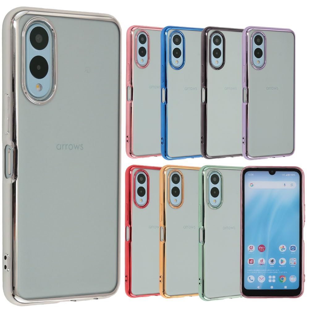 【送料無料】arrows We2 ケース TPU color アローズwe2 ソフトケース 透明 カバー クリアケース スマホケース 携帯カバー おしゃれ かわいい 薄型 保護 耐衝撃 F-52E F52E FCG02 M07 docomo au UQmobile SIMフリー B084 色：シルバー、サイズ：arrows We2