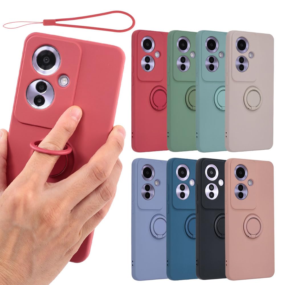 【送料無料】OPPO Reno11 A ケース シリコン リング Reno11A ソフトケース カバー スマホケース 携帯カバー 薄型 かわいい おしゃれ 保護 耐衝撃 A401OP CPH2603 オッポ リノ 11A 楽天モバイル Y!mobile B076 色：レッド、サイズ：OPPO Reno11 A