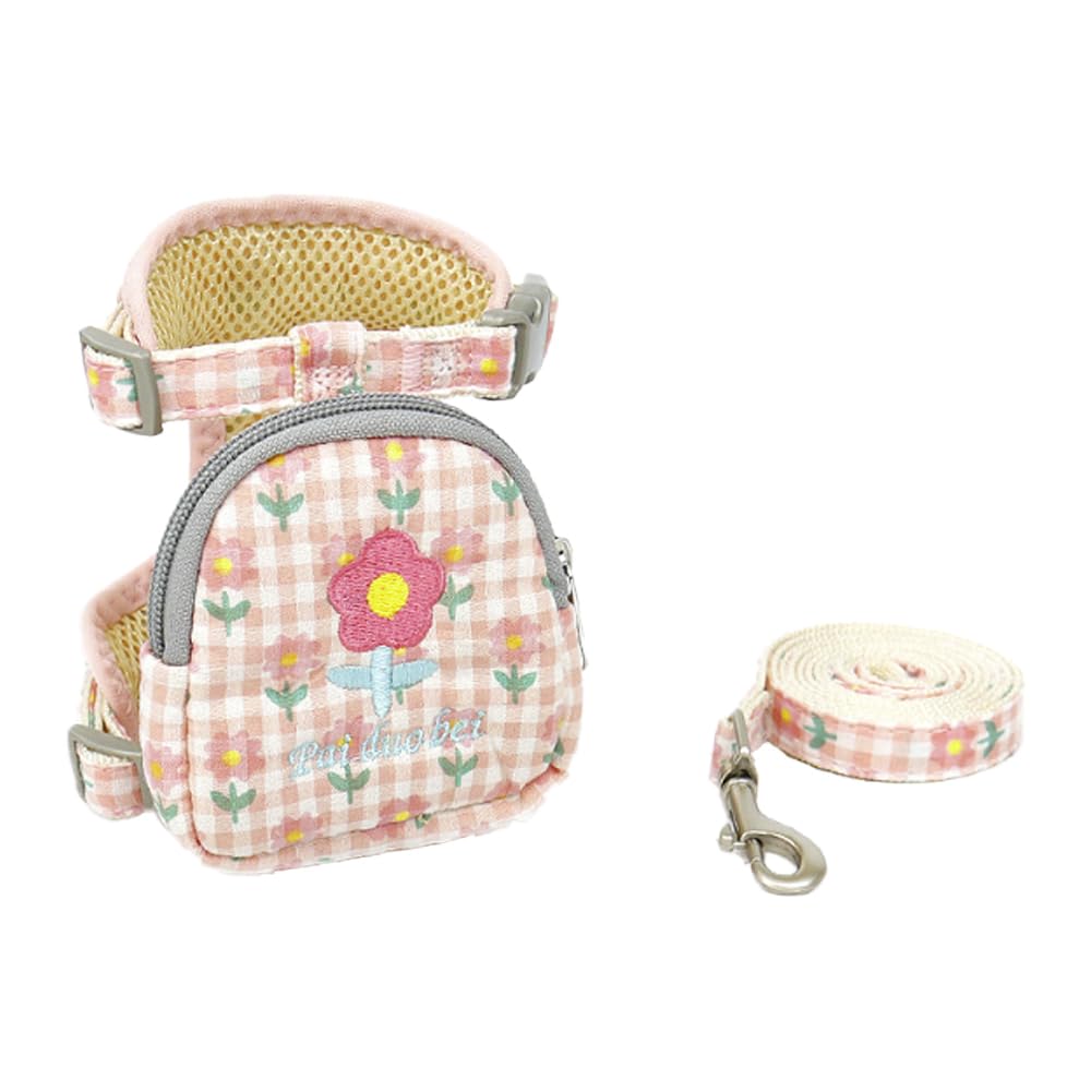 【送料無料】FUPUONE 犬 ハーネス リュック リード 花柄 犬用リード 犬用バック リュック付ハーネス 色..