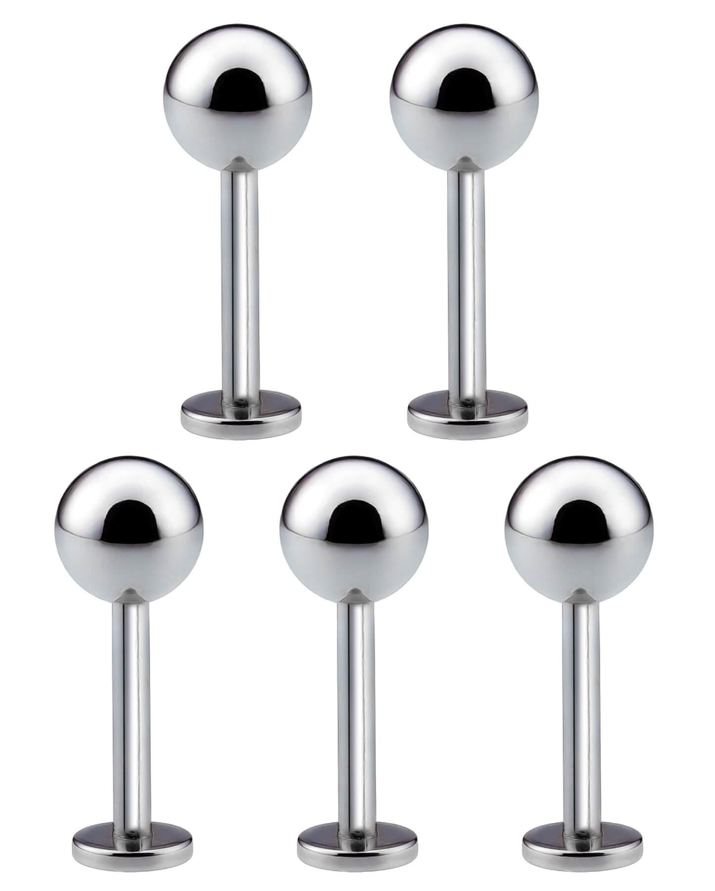 【送料無料】[From da Phactory] フロム ダ ファクトリー ラブレット スタッドピアス 5本セット シルバー 軟骨ピアス ボディピアス 色：シャフト8mm、サイズ：16G ボール4mm