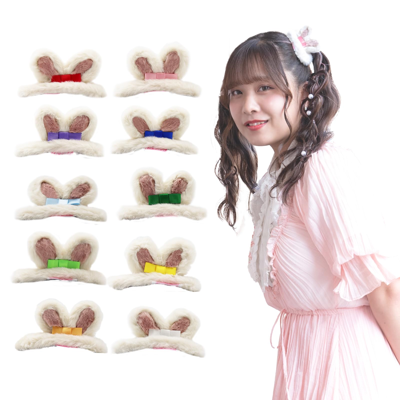 【送料無料】DECOME ウサ耳ヘアピン デコミー 推し活 オタ活 推し色 メンカラ ヘアメ 量産型ヘアメ 色..