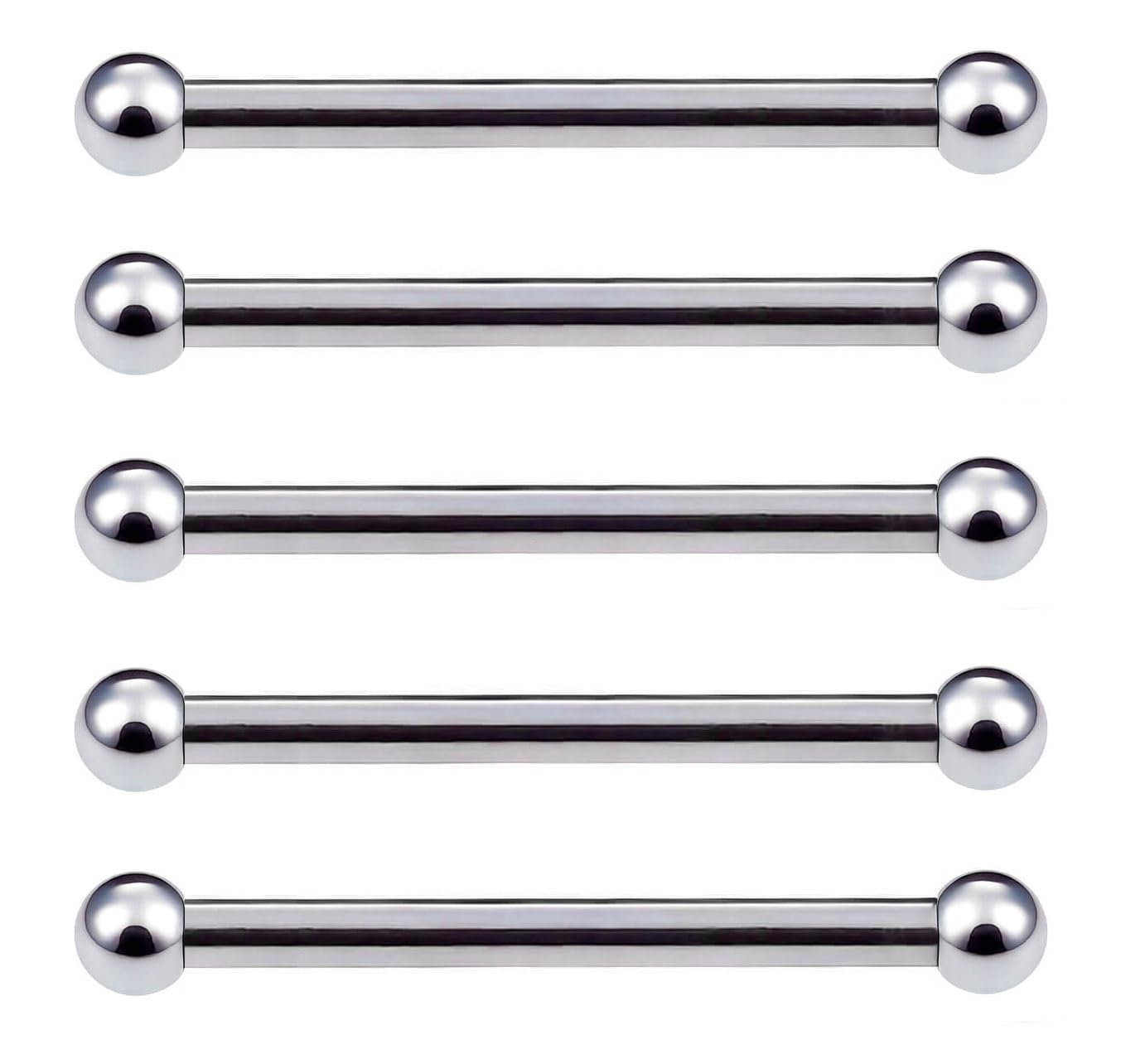 【送料無料】[From da Phactory] 5個セット サージカルステンレス 軟骨ピアス ストレートバーベル ボディピアス 金属アレルギー対応 つけっぱなし ピアス 色：シャフト22mmボール2mm、サイズ：16G