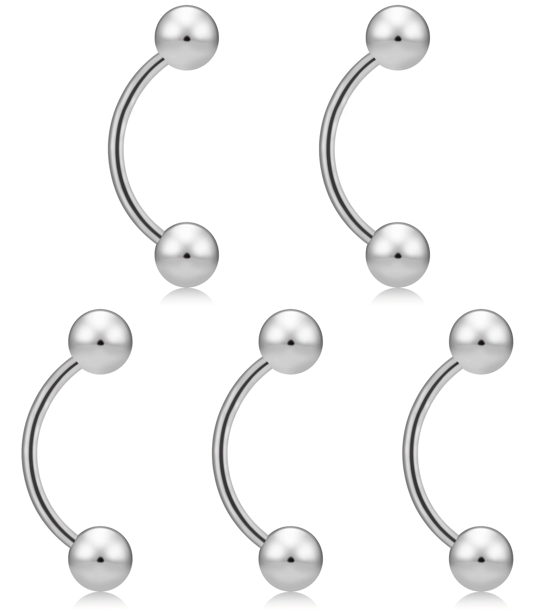 【送料無料】[From da Phactory] フロム ダ ファクトリー バナナバーベル カーブドバーベル サージカルステンレス 軟骨ピアス ボディピアス5個 色：シャフト16mm、サイズ：16G ボール4mm