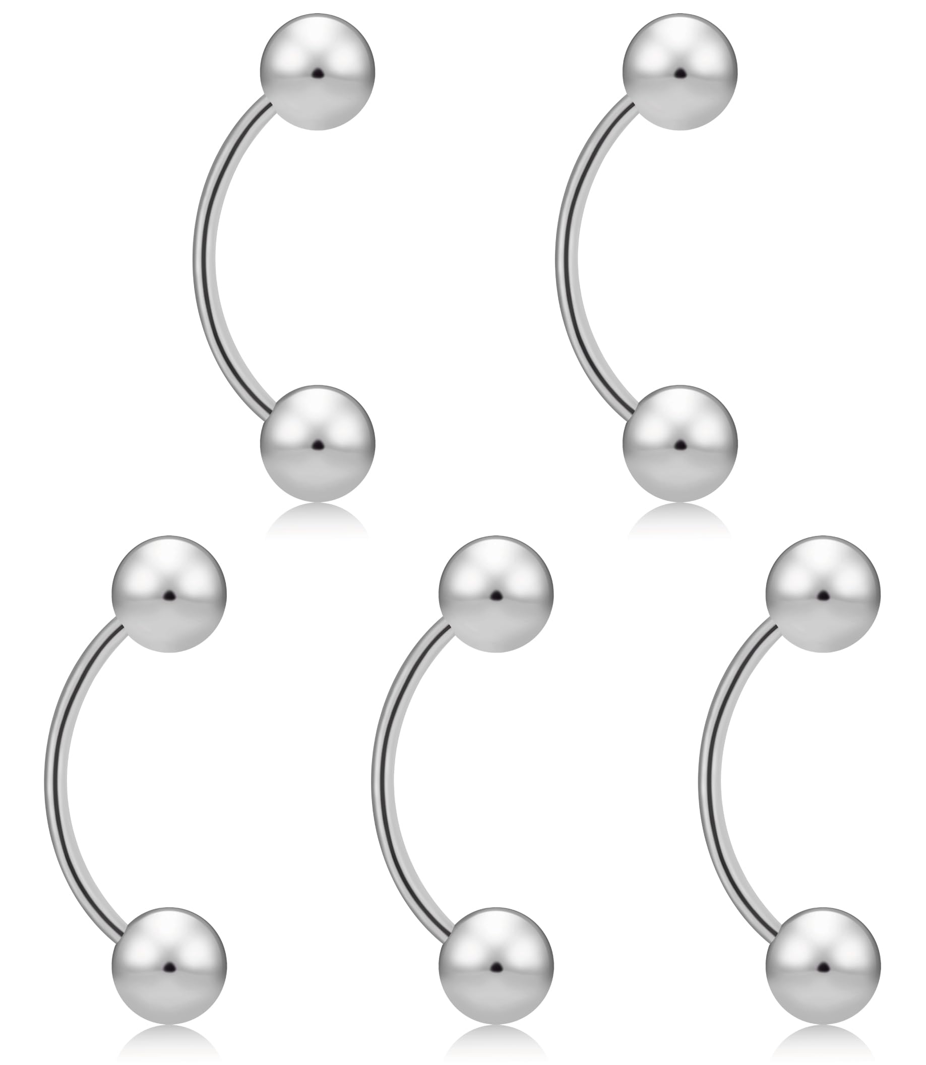 【送料無料】[From da Phactory] フロム ダ ファクトリー バナナバーベル カーブドバーベル サージカルステンレス 軟骨ピアス ボディピアス5個 色：シャフト18mm、サイズ：16G ボール2.5mm