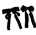 【送料無料】BetterJonny ベロア リボン ヘアアクセ クリップ バレッタ 2個入 ヘアアレンジ ヘアアクセサリー ベルベット ベルベットリボン 髪飾り 大きめ 蝶結びヘアークリップ 髪留め バレッタ おしゃれ エレガント ウェディング ヘッド 成人式 卒業式 結 色:ブラック