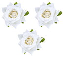 【送料無料】Aristal バラの花アクセサリー【髪にも服にも使える2WAY仕様】ヘアピン ブローチピン付き 結婚式 ブライダル 3個セット 色:ホワイト