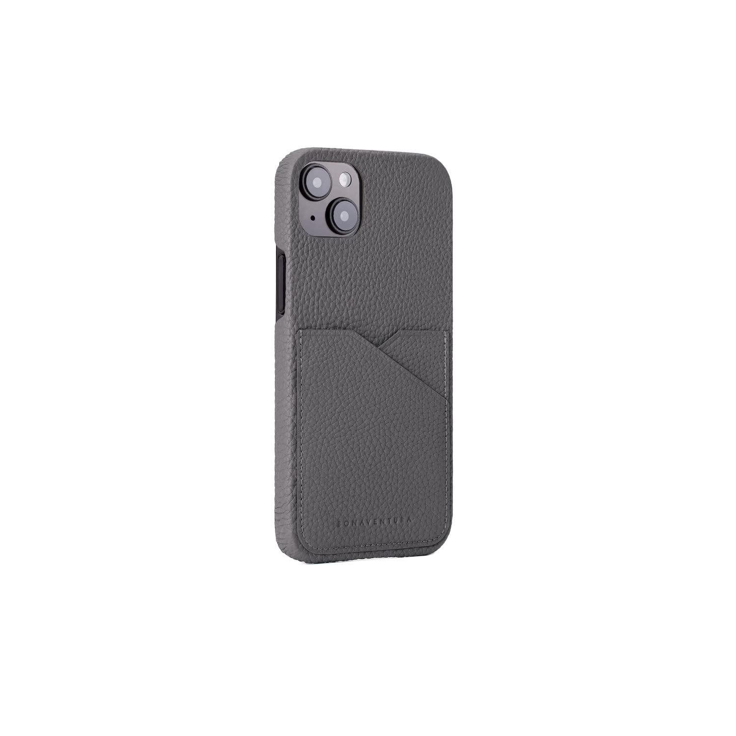 【送料無料】【BONAVENTURA】バックカバーケース シュリンクレザー 色：チャコールグレー、サイズ：iPhone 14 Plus