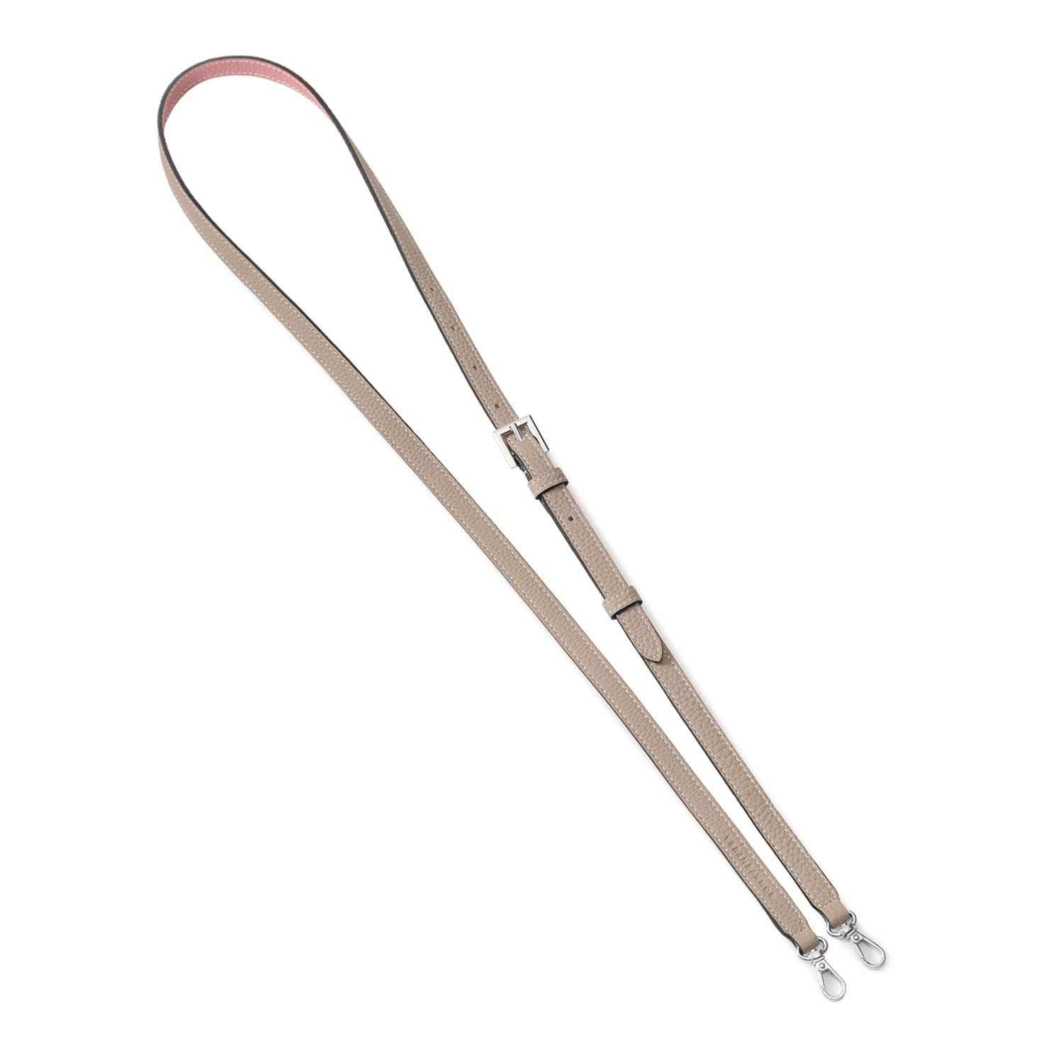 【送料無料】[BONAVENTURA] アジャスタブル ショルダー ストラップ ボッタラートレザー(シュリンクレザー) シルバー 色：グレージュ x コーラル