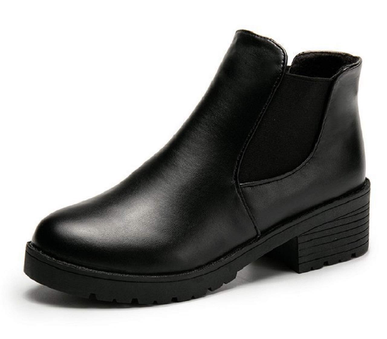 【送料無料】[ジルア] レディース サイドゴア 軽量 片足300g 5cmヒール 防水性 兼備 ショートブーツ フェイクレザー #086 色：A01.ブラック、サイズ：24.0 cm