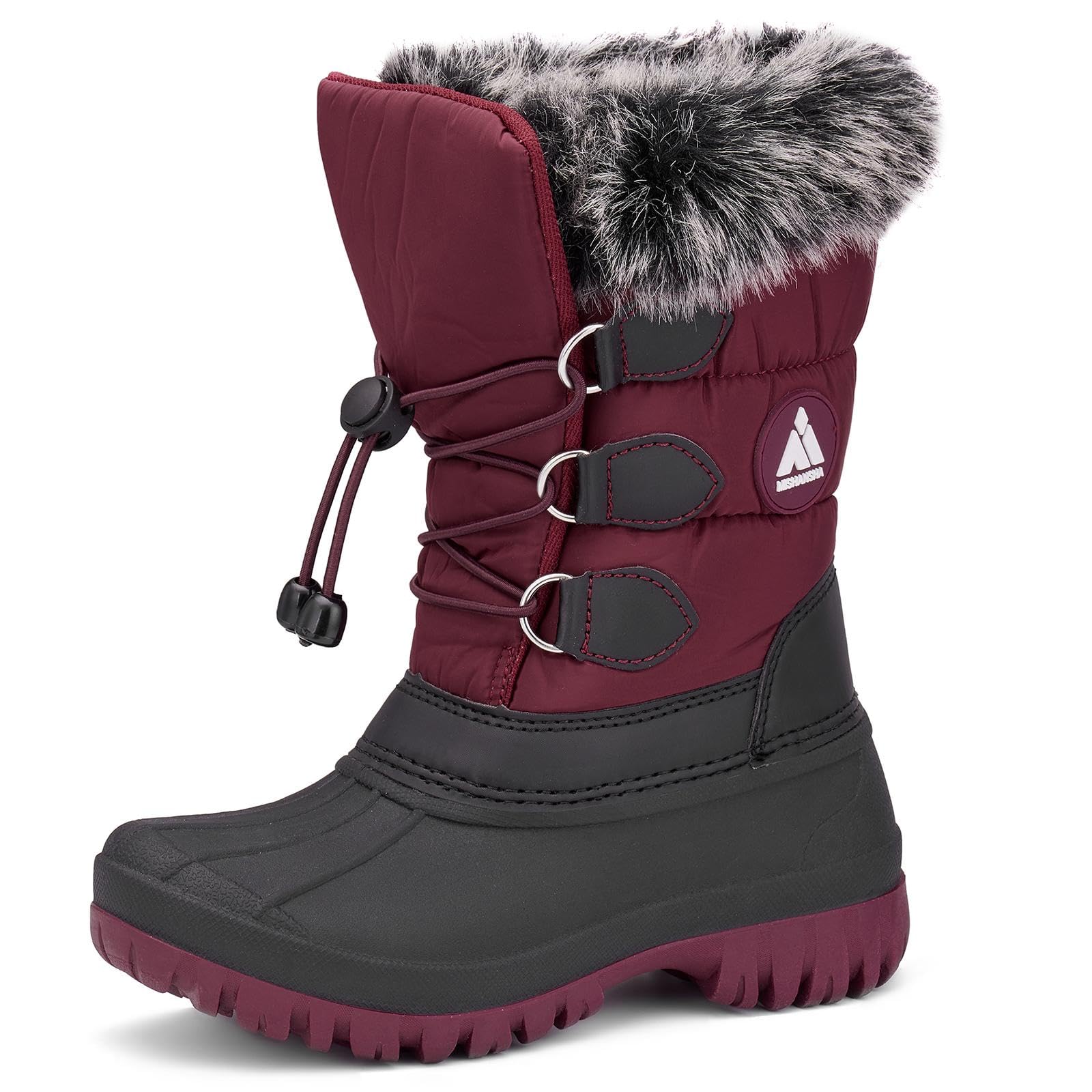 【送料無料】[Mishansha] キッズ スノーブーツ 男の子 女の子 裏ボア 防寒 防滑 ウインター 子供 冬用 長靴 アウトドア ブーツ 通学 外出 雪遊び 色：レッド038、サイズ：23.0 cm