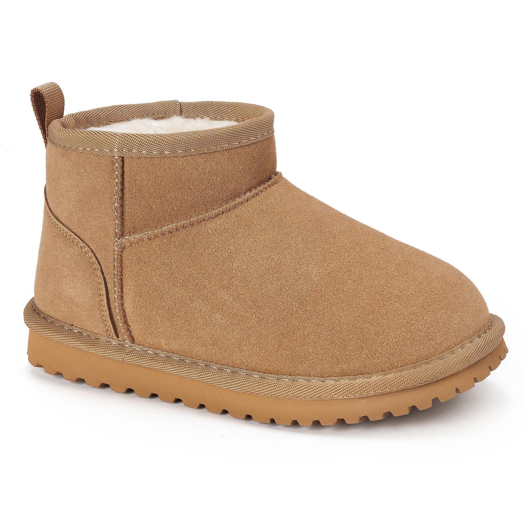 【送料無料】[Mishansha] ムートンブーツ キッズ 女の子 スノーブーツ 男の子 アウトドア 冬用 子供靴 裏ボア 保温 防寒ブーツ 滑り止め 雪遊び 通学 色：ニューカーキ CJ020、サイズ：19.5 cm