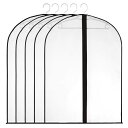 【送料無料】ISEFUJI 衣類カバー 半透明 ブラック縁 5枚セット 洋服カバー ファスナー式 防塵 防虫 防カビ 衣類収納 色:半透明ブラック、サイズ:10...