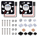 GeeekPi Raspberry Pi 4ファン、Raspberry Pi冷却ファン30x30x7mm DC 5VブラシレスCPU冷却ファン、7個のRaspberry Piヒートシンク付き、Raspberry Pi 4モデルB / 3B + / Pi 3 / Retroflag NESPI CASE Plus(2パック)に最適