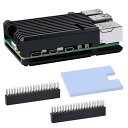 GeeekPi アルミニウム ブラック ケース ラジエーター ファン付き Raspberry Pi 5、Raspberry Pi 5 8GB/4GB 用、アルミニウム パッシブ冷却ケース、ヒートシンク メタルケース