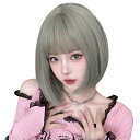 【送料無料】Vigorousウィッグ ボブ グレー ショット フルウィッグ かつら レディース ストレート 小顔効果 オシャレ 女装 原宿系 ロリータ 自然 可愛い 耐熱 普段使い