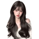 【送料無料】BARSDAR ウィッグ ロング 巻き髪 フルウィッグ カール ウェーブ 茶髪 かつら wig 女装 レディース ファッションウィッグ ロングヘアー 小顔 自然 耐熱 人気 ぱっつん 原宿系 ブラックブラウン ネット付き 68cm