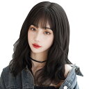 【送料無料】CANVUE ウィッグ セミロング フルウィッグ 自然 カツラ レディース かつら 女性 小顔 可愛い ミディアム 巻き髪 普段使い カール ウェーブ ネット付き (黒茶色)