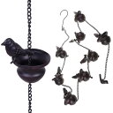 【送料無料】Refoiner 雨樋雨 どい 部品 側溝用雨鎖 レインチェーン 可愛いカップの上に鳥鎖樋 カーポート 雨樋新居用 吊り下げ金属製風鈴 ウィンドチャ...