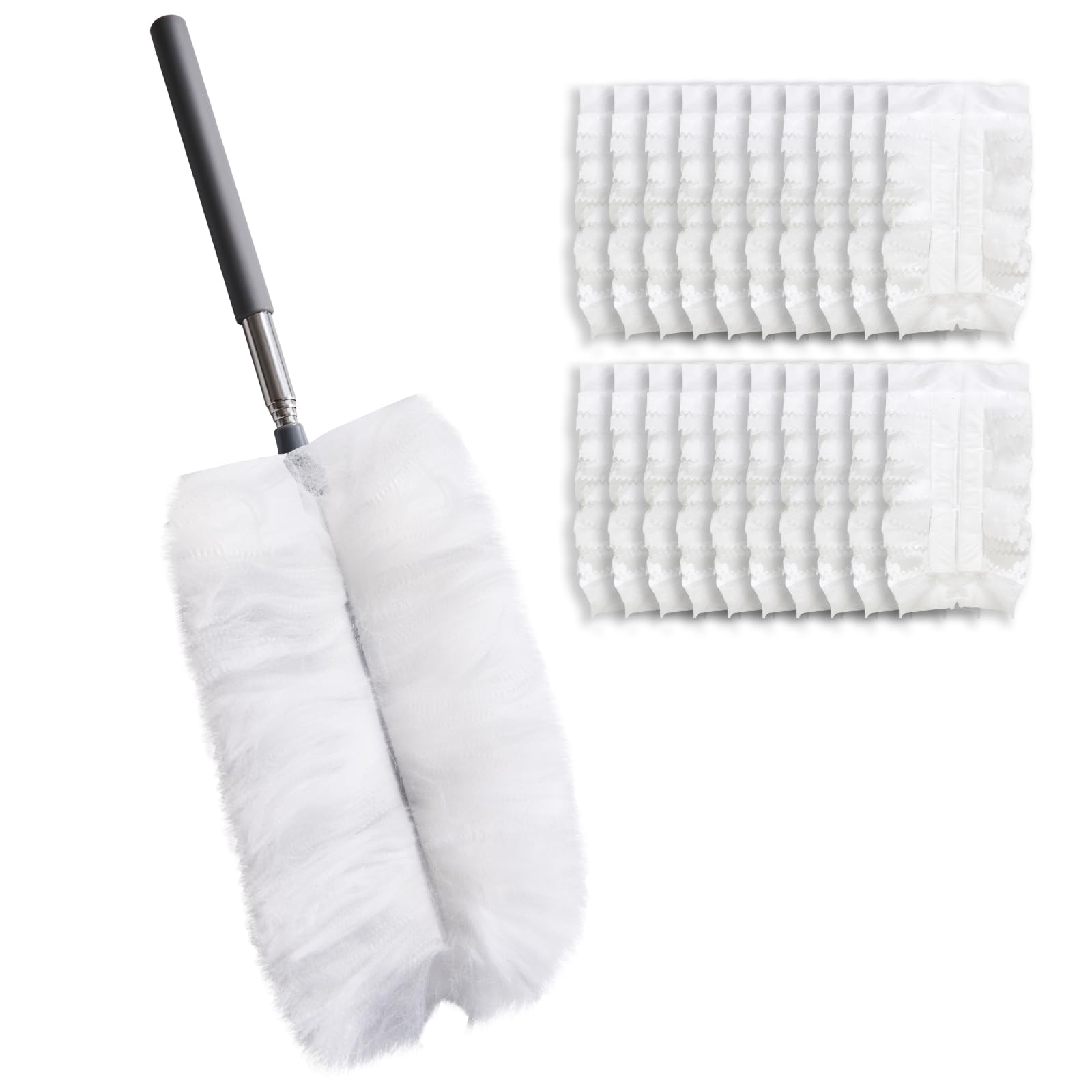 【送料無料】はたき ほこり取り ハンディモップ 使い捨て クリーナー 伸縮式 交換用シート20枚付き